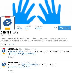 Imagen del Twitter del CERMI Estatal con 7.000 seguidores