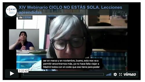 Imagen que da paso a la grabación audiovisual del XIV Webinario 'Ciclo no estás sola'. Lecciones aprendidas