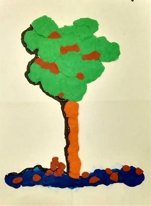 Primera obra de Cristina de Diego, el árbol de plastilina