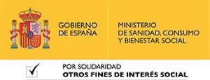 Logotipo del ministerio de Sanidad, Consumo y Bienestar Social. Por solidaridad, otros fines de interés social