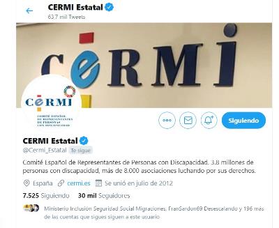 Imagen de la cuenta de Twitter del CERMI