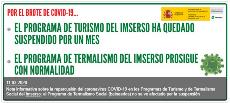 Aviso en la web del Imserso: El programa de turismo del Imserso ha quedado suspendido por un mes. El de termalismo prosigue con normalidad