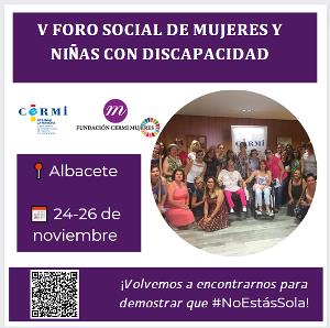 V Foro Social: 'De mujeres y niñas con discapacidad ¡no estás sola!'	