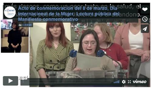 Imagen que da paso a la Grabación audiovisual accesible del acto de conmemoración del 8 de marzo, Día Internacional de la Mujer: Lectura pública del Manifiesto conmemorativo