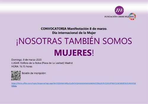 Convocatoria Manifestación 8 de marzo - Día internacional de la Mujer