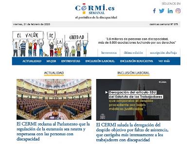 Imagen de portada del boletín 379 del semanal del CERMI