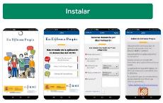 Pantalla del portátil con imágenes de la app 'En defensa propia'