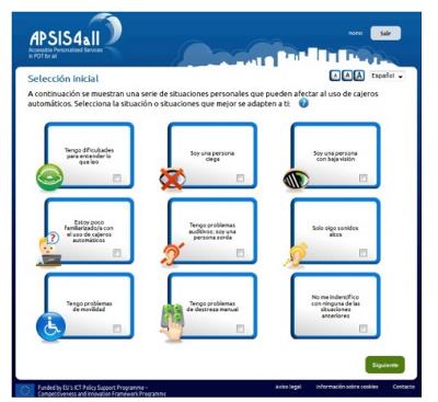 Imagen de la herramienta donde el usuario puede indicar si tiene algún problema con la tecnología relacionado con la discapacidad