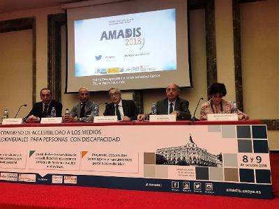 La directora ejecutiva del CERMI, Pilar Villarino, durante su intervención en la inauguración del IX Congreso AMADIS de ‘Accesibilidad a los medios audiovisuales para personas con discapacidad’