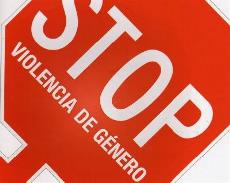 Detalle de una señal de stop a la violencia de género 