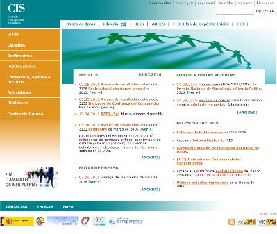 Detalle de la página web del CIS