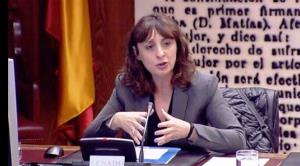 Isabel Caballero en la presentación en el Senado de ‘Por mí’, una aplicación para luchar contra la violencia machista dirigida a mujeres con discapacidad