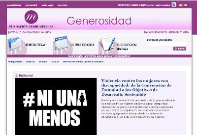 Detalle de la portada del boletín Generosidad volcado contra la violencia de género