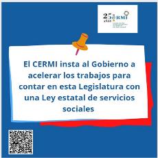 El CERMI insta al Gobierno a acelerar los trabajos para contar en esta Legislatura con una Ley estatal de servicios sociales