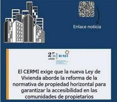 El CERMI exige que la nueva Ley de Vivienda aborde la reforma de la normativa de propiedad horizontal para garantizar la accesibilidad en las comunidades de propietarios