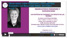 Imagen que da paso a la Grabación audiovisual accesible del Observatorio sobre Feminismo y Discapacidad. Encuentro con Rosa Cobo Bedia