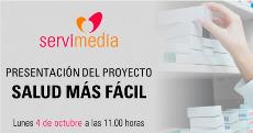 Cartel de la presentación de Salud Más Fácil en Servimedia el 4 de octubre