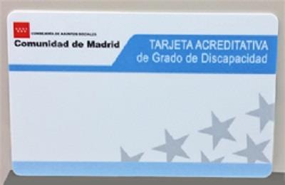 Tarjeta de grado de discapacidad de la Comunidad de Madrid