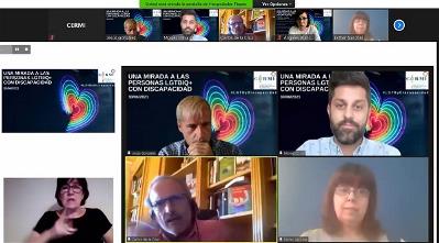 Momento del webinario "Una mirada a las personas LGTBI+ con discapacidad"