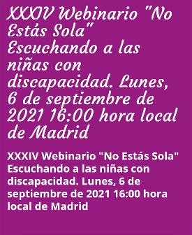 Cartel de XXXIV webinario de CERMI Mujeres 'No estás sola'