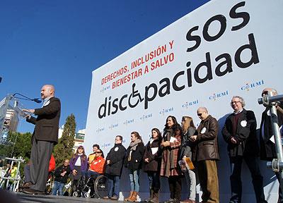 Luis Cayo Pérez bueno, durante su discurso en el acto de clausura de la marcha