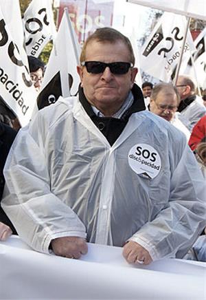 José María Sánchez Monge, durante su participación en la marcha SOS Discapacidad