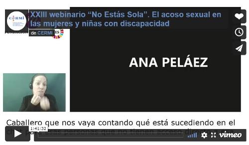 Imagen que da paso a la Grabación audiovisual accesible del XXIII webinario “No Estás Sola”. El acoso sexual en las mujeres y niñas con discapacidad