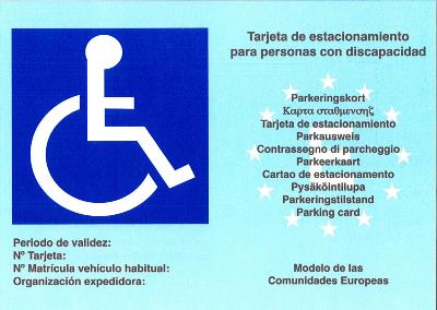 Tarjeta de estacionamiento para personas con discapacidad